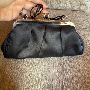 Vintage Black Satin Clutch